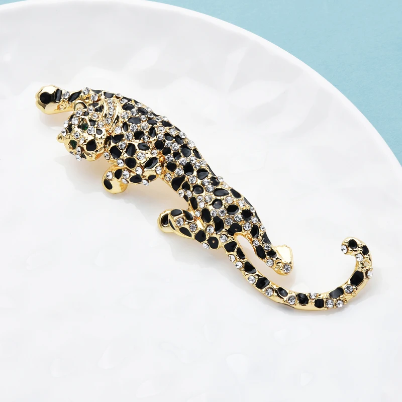 Big Climbing Leopard Brooch Pins Enamel Animal Brooches Winter Luxury - Image 3
