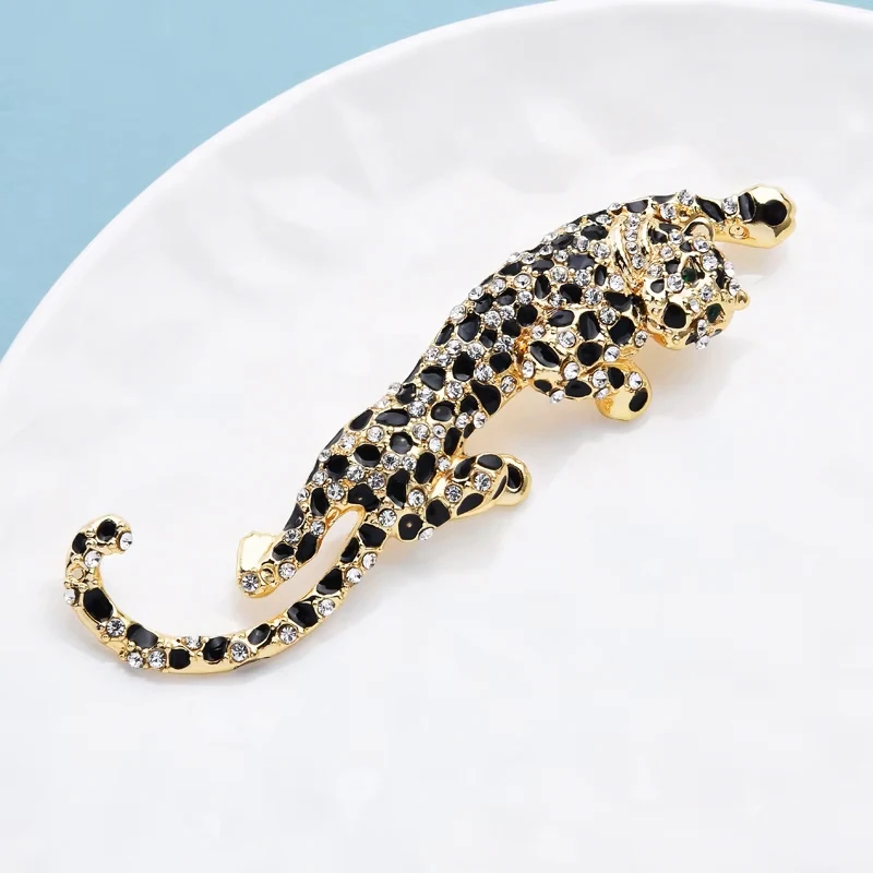 Big Climbing Leopard Brooch Pins Enamel Animal Brooches Winter Luxury - Image 5