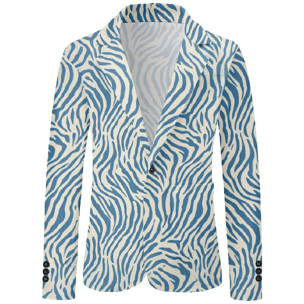 Mens Blazer Animal Cheetah Print One Button Vintage Casual Coat - Image 4