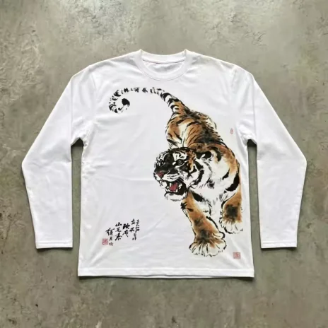 Y2k Unisex Funny Horror Tiger Pattern Printed Long Sleeve Lightweight - Image 2